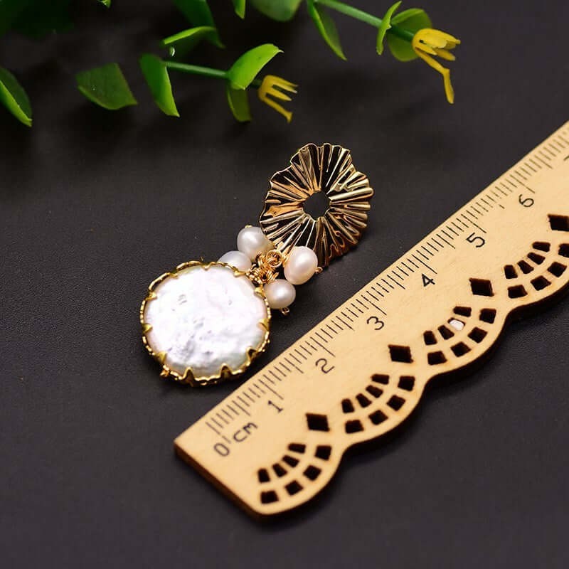 Unique handmade pearl dangle earrings