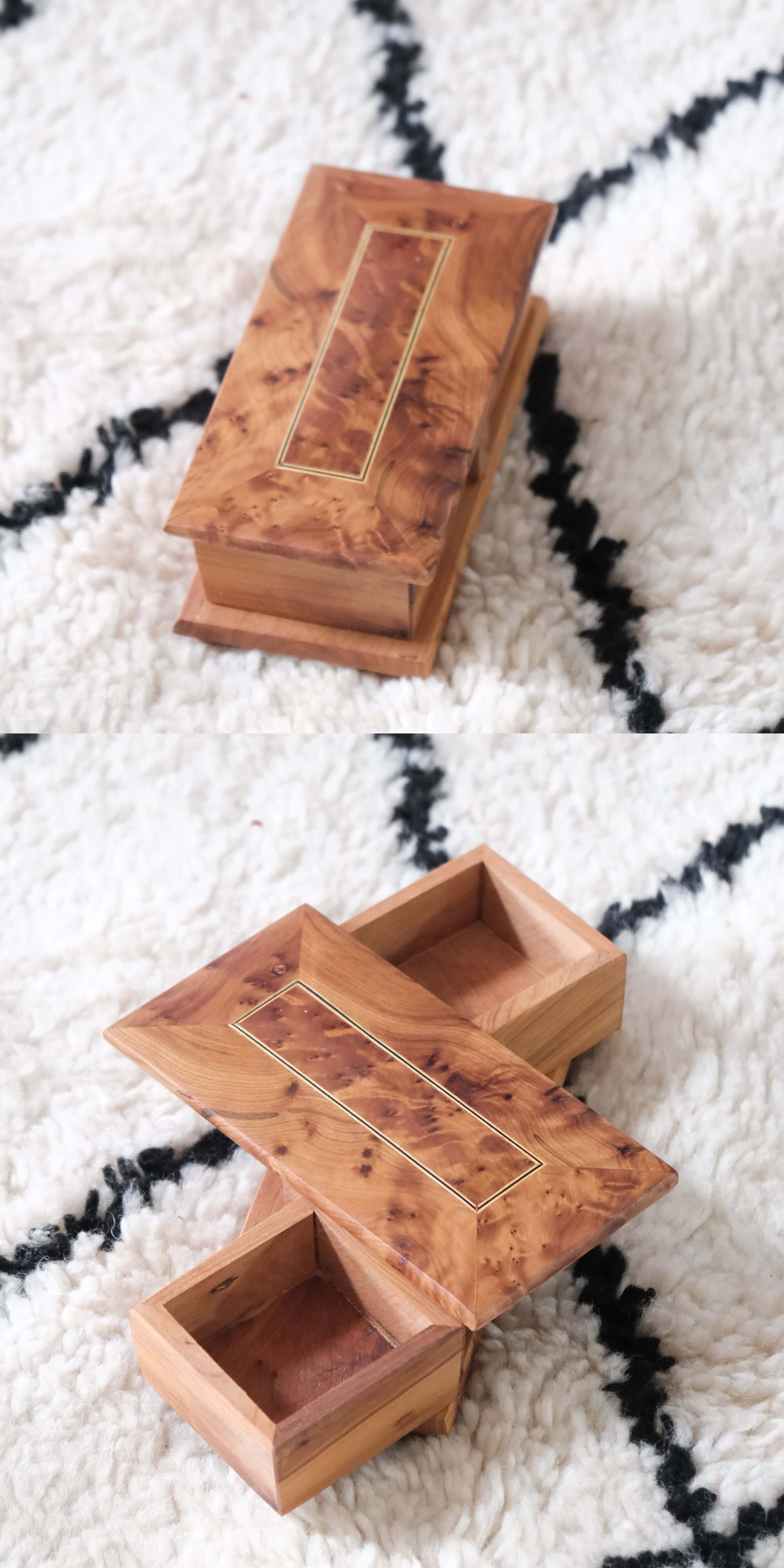 Moroccan Handmade Rotating Wooden Box Jewelry Box