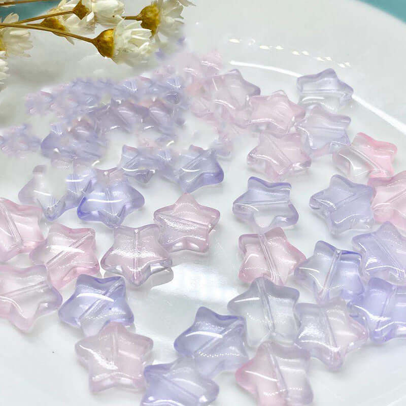 "Handmade beaded jewelry accessories with crystal glass petals"