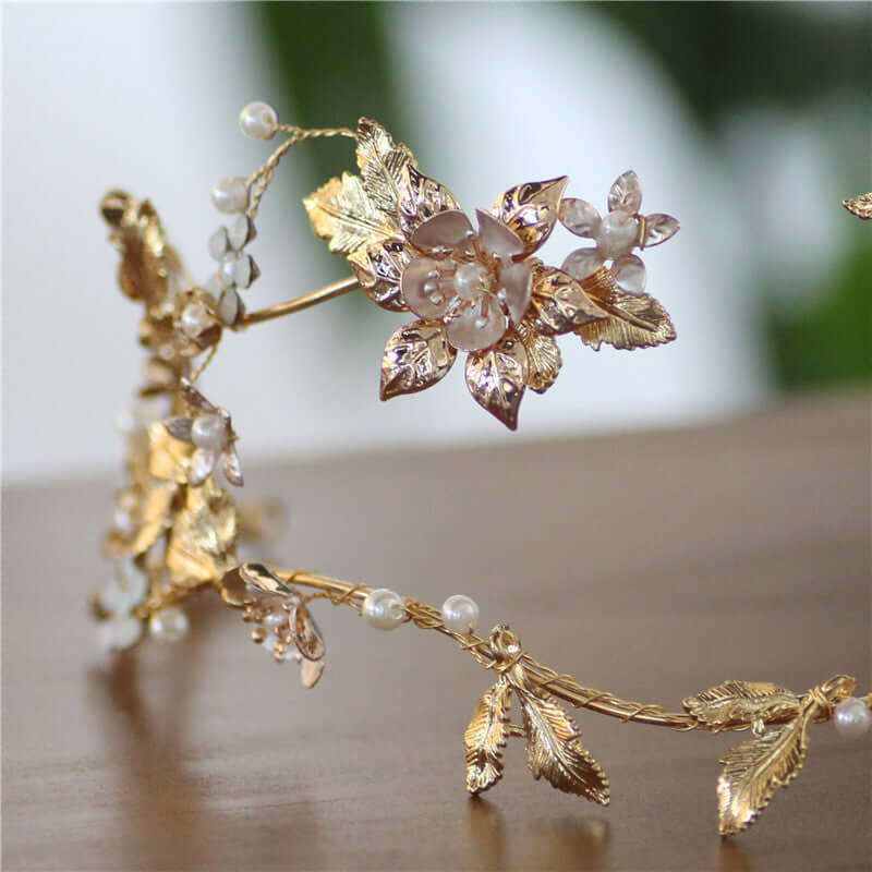"Elegant asymmetric bridal head jewelry handmade design"
