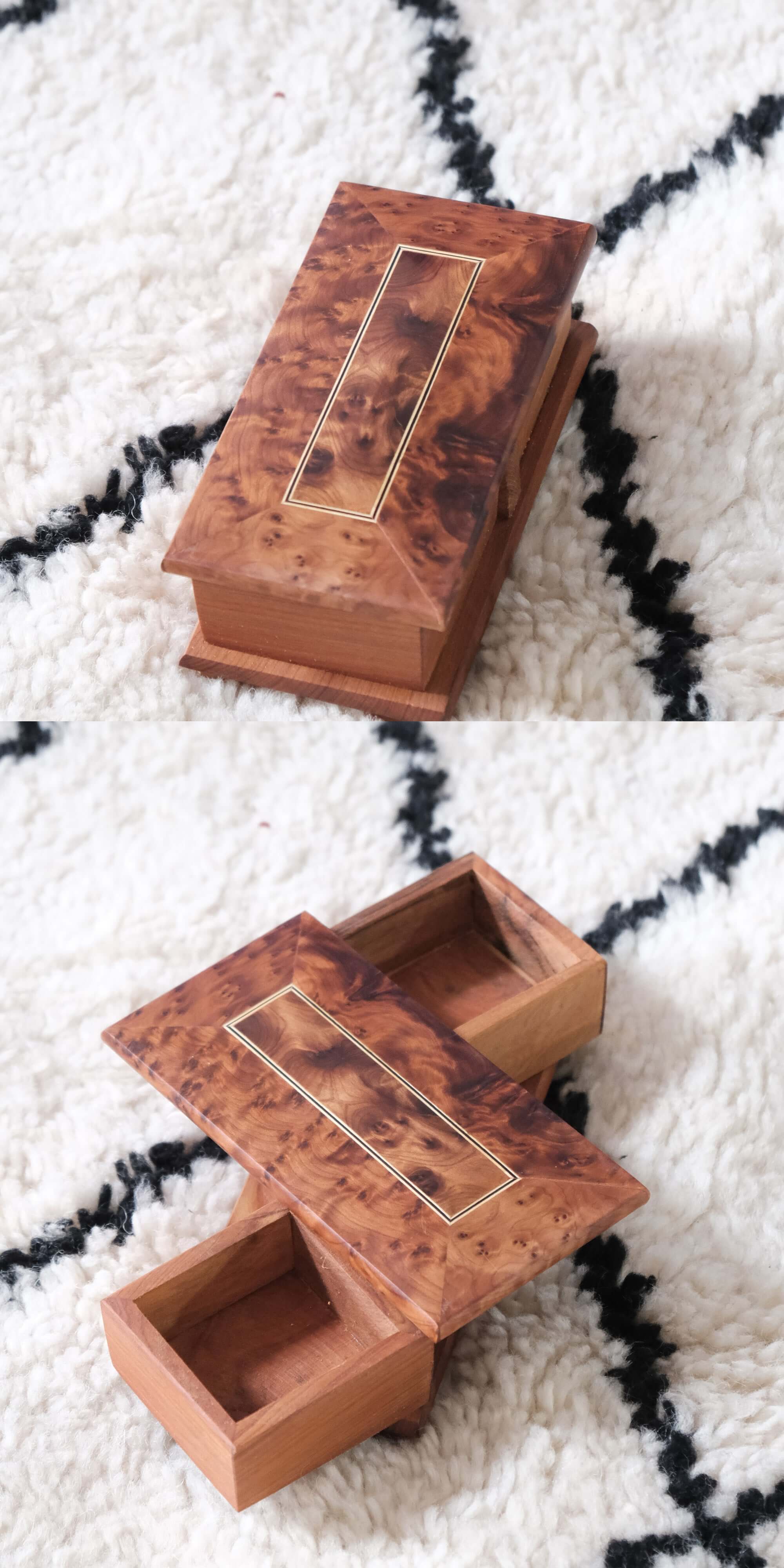 Moroccan Handmade Rotating Wooden Box Jewelry Box
