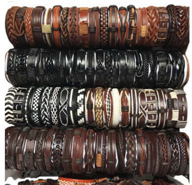 Handmade Mixed Style Woven Leather Cuff Jewelry