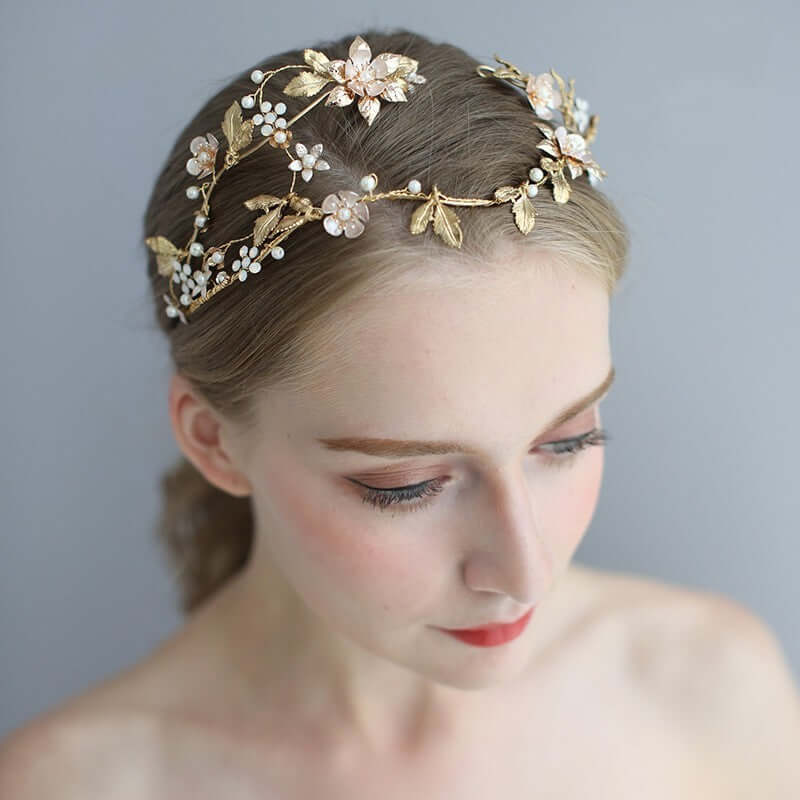 "Asymmetric handmade bridal headpiece jewelry for weddings"