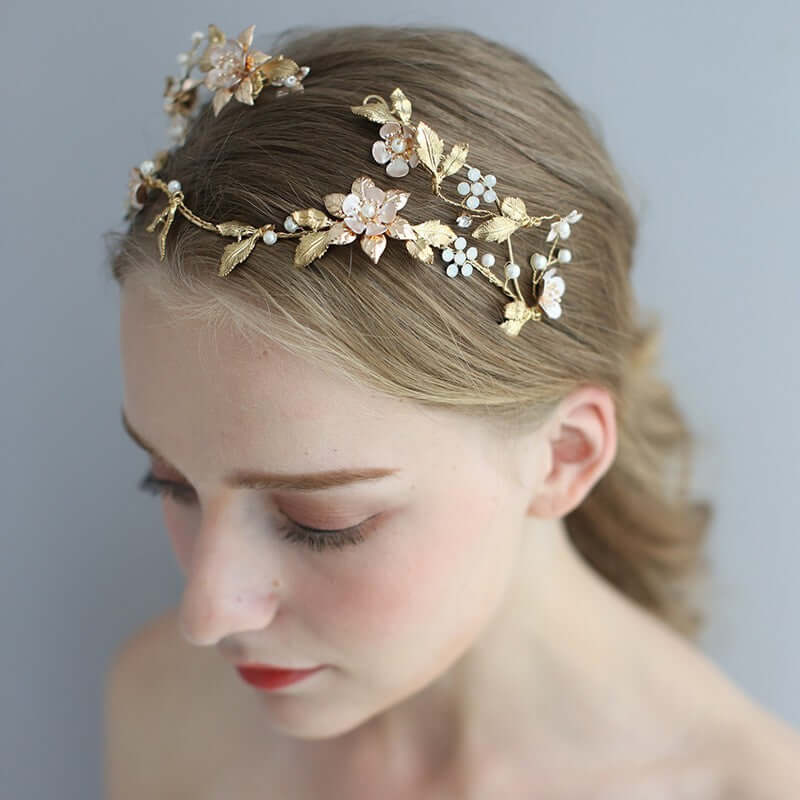 Bridal hair accessory handmade asymmetric jewelry piece"
