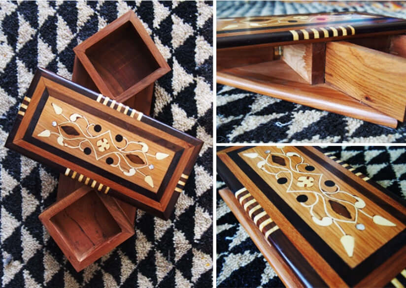 Moroccan Handmade Rotating Wooden Box Jewelry Box