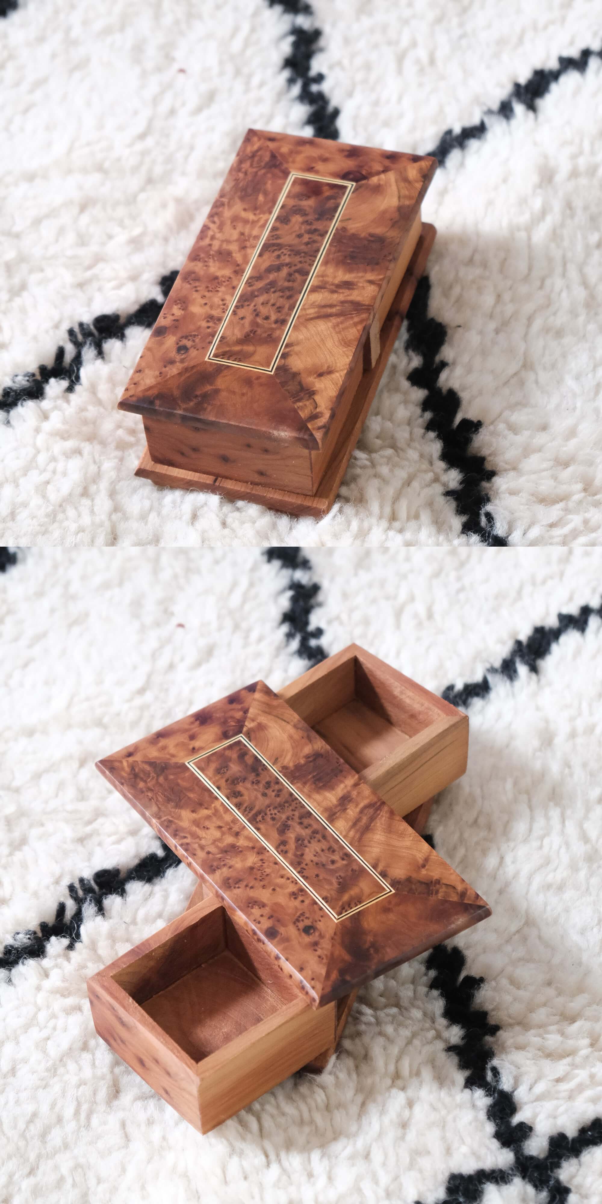 Moroccan Handmade Rotating Wooden Box Jewelry Box