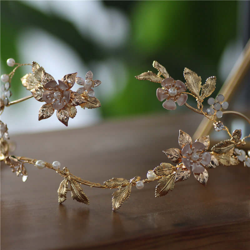 "Handcrafted bridal head accessory asymmetric style"