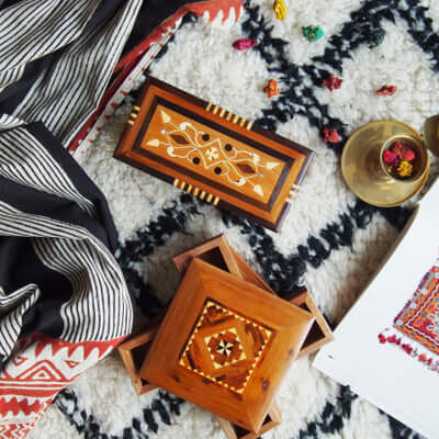 Moroccan Handmade Rotating Wooden Box Jewelry Box