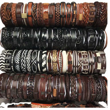 Handmade Mixed Style Woven Leather Cuff Jewelry