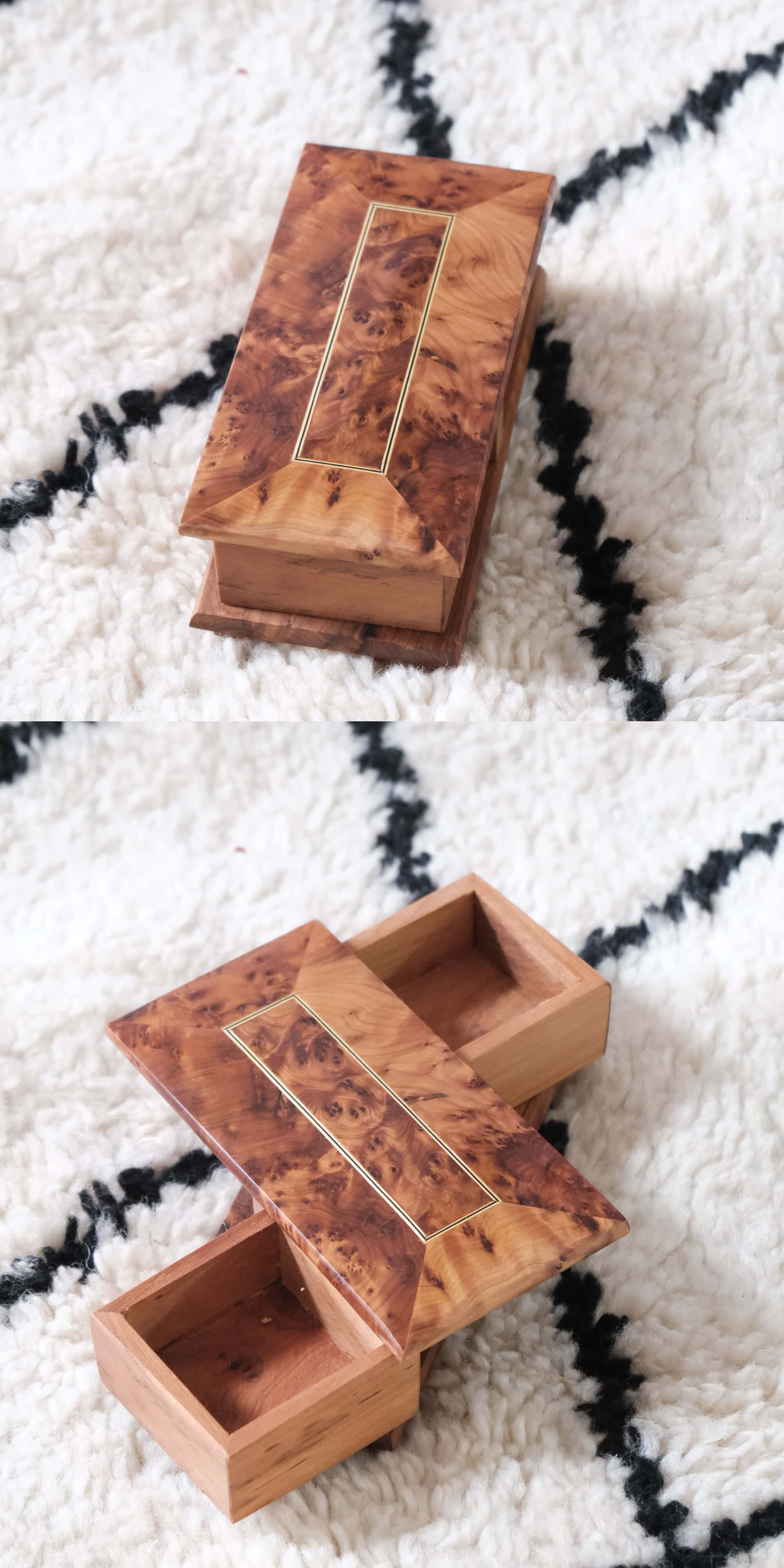 Moroccan Handmade Rotating Wooden Box Jewelry Box