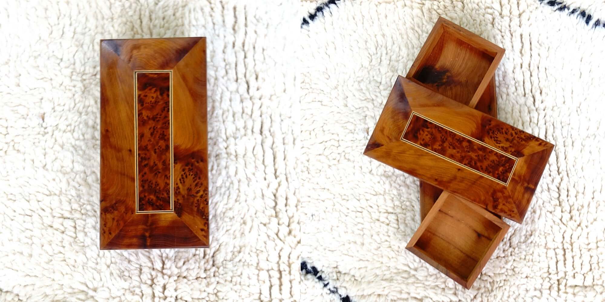 Moroccan Handmade Rotating Wooden Box Jewelry Box