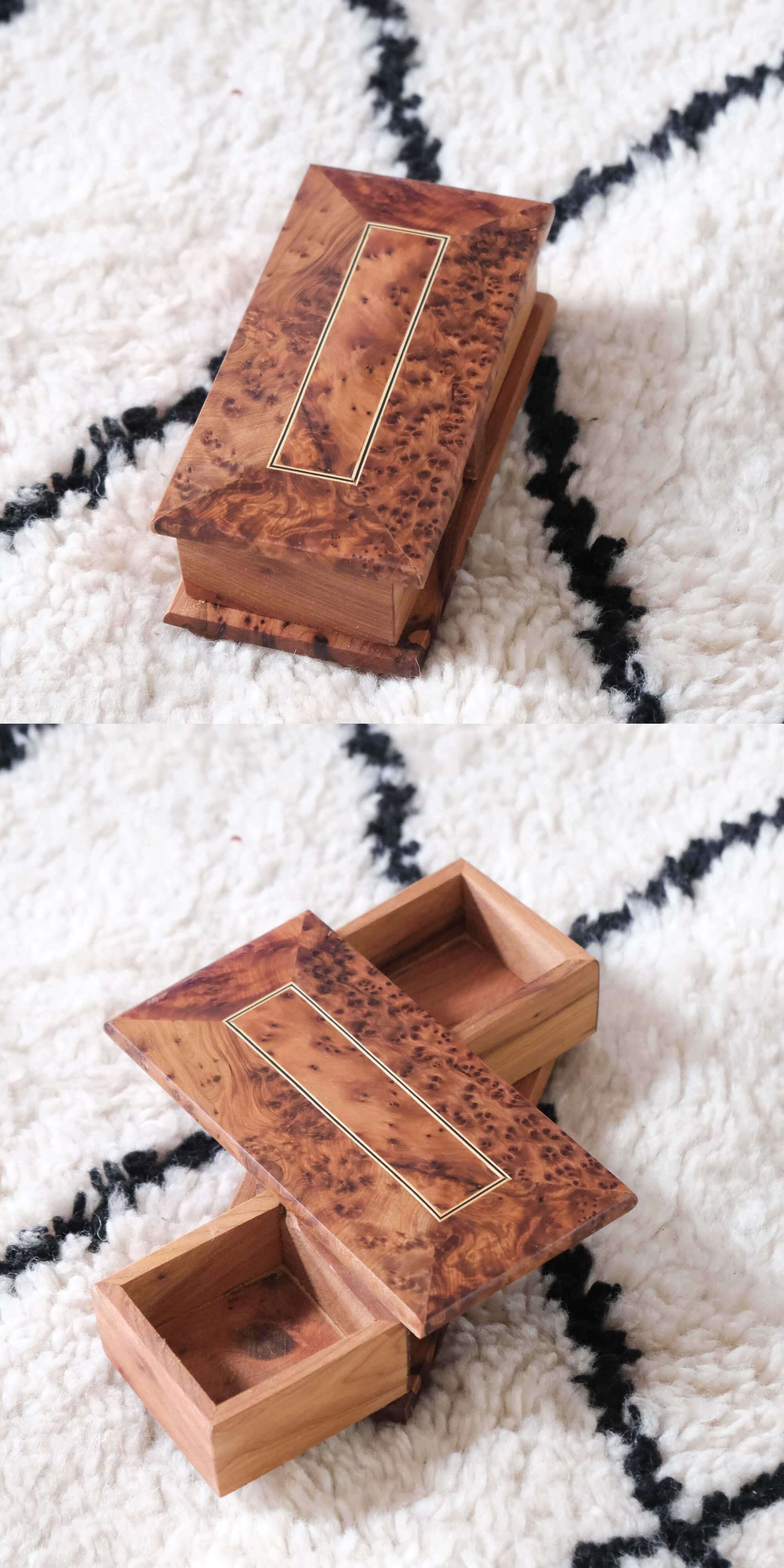 Moroccan Handmade Rotating Wooden Box Jewelry Box