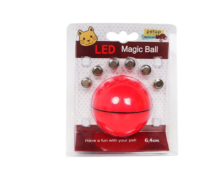 “Automatic rolling LED cat toy ball with squeaky laser light”
