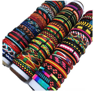 Handmade Mixed Style Woven Leather Cuff Jewelry