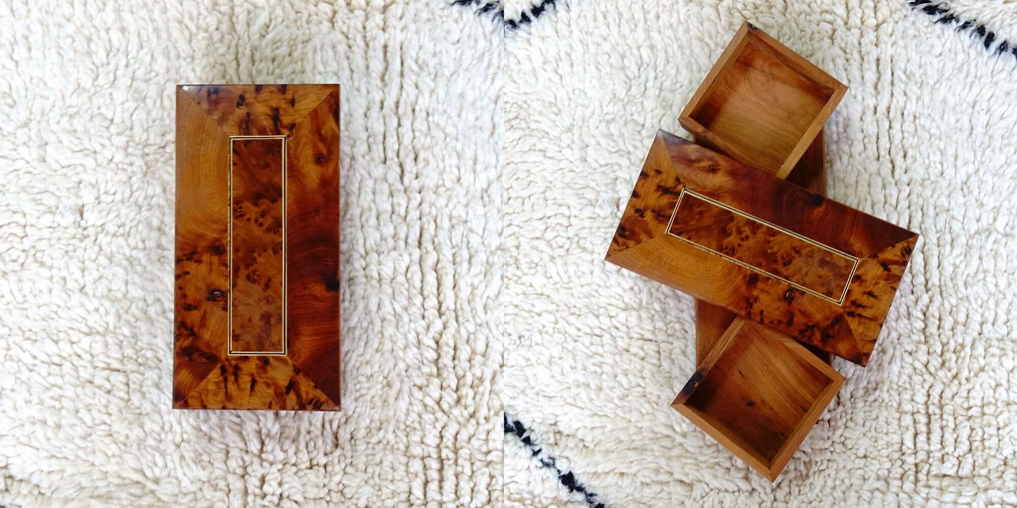 Moroccan Handmade Rotating Wooden Box Jewelry Box