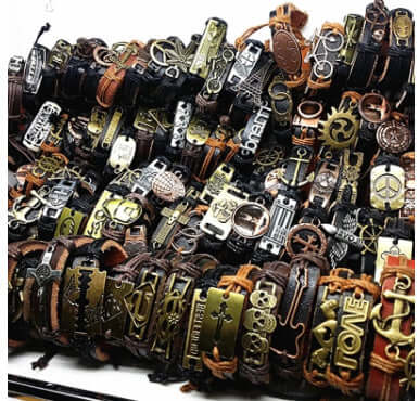 Handmade Mixed Style Woven Leather Cuff Jewelry