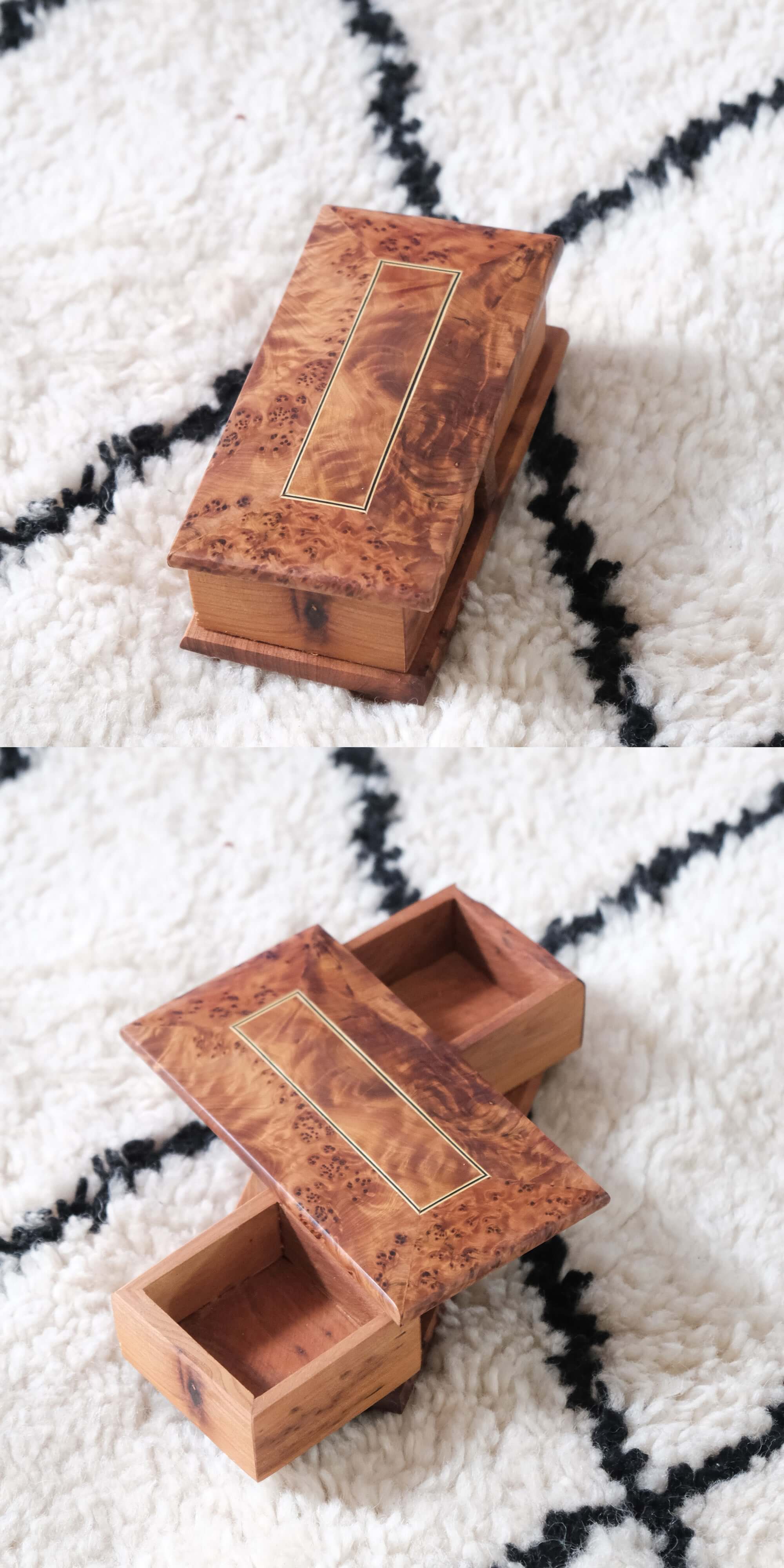 Moroccan Handmade Rotating Wooden Box Jewelry Box