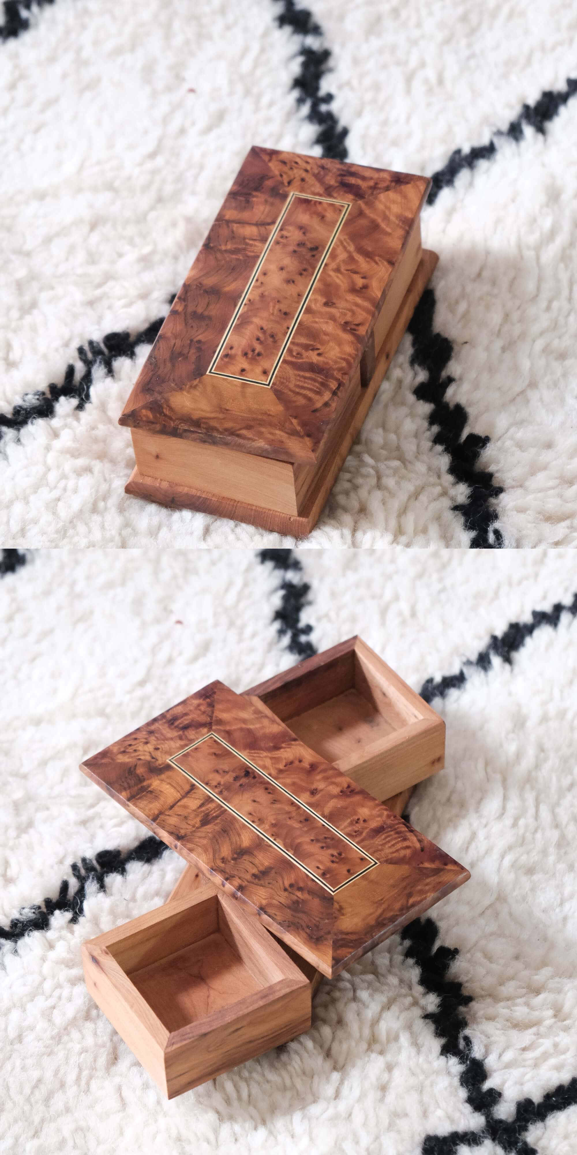 Moroccan Handmade Rotating Wooden Box Jewelry Box