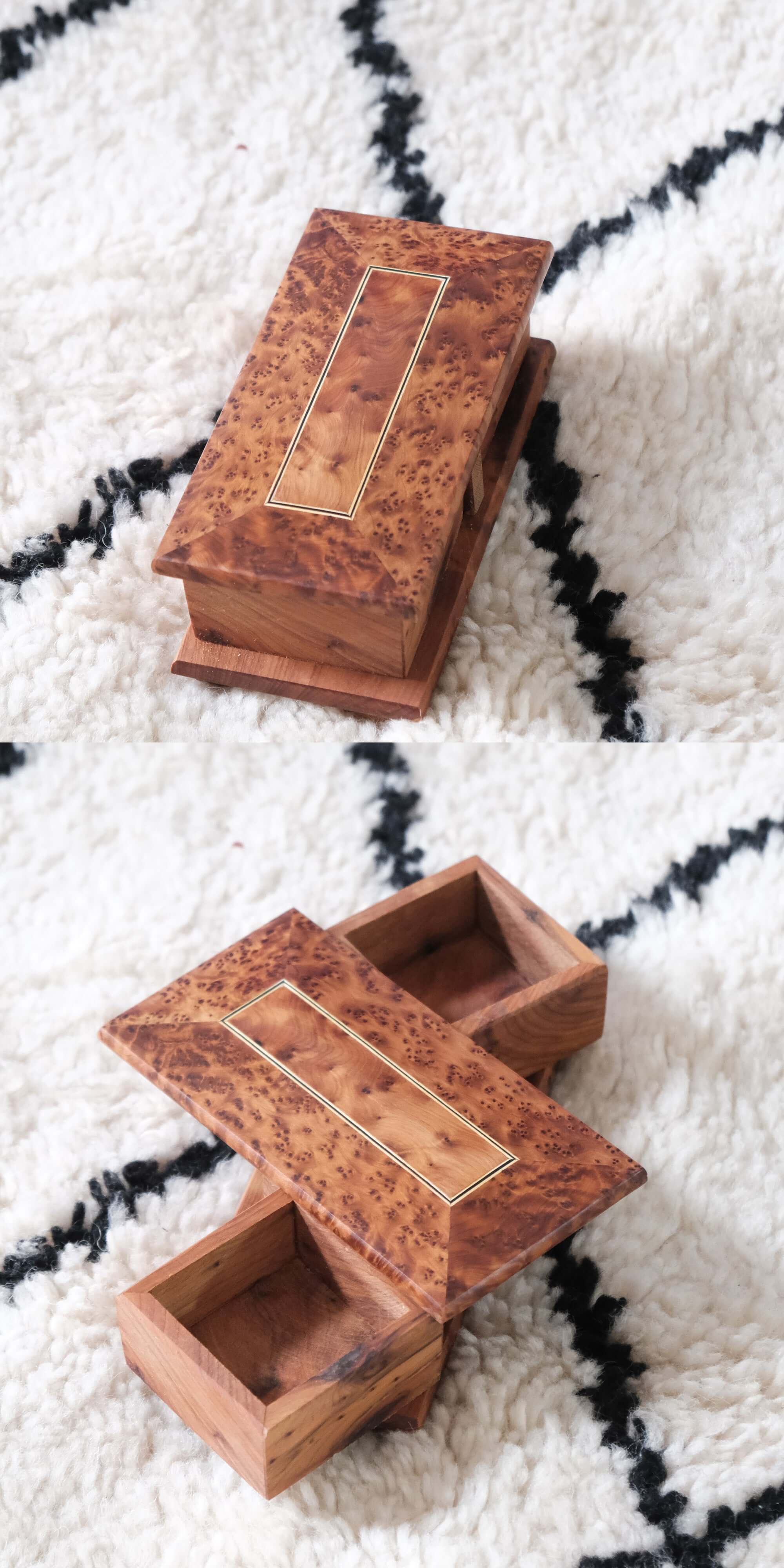 Moroccan Handmade Rotating Wooden Box Jewelry Box