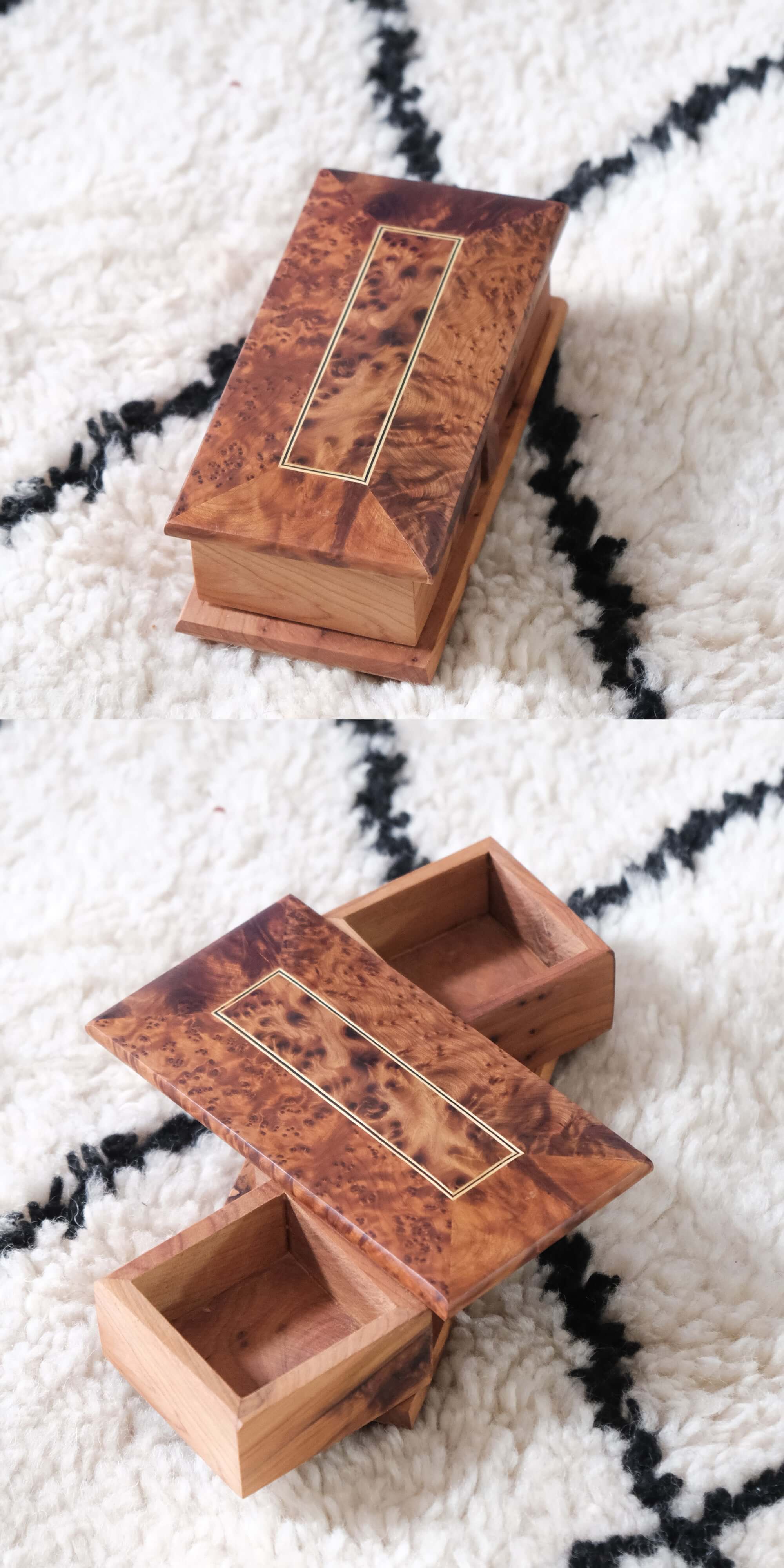 Moroccan Handmade Rotating Wooden Box Jewelry Box