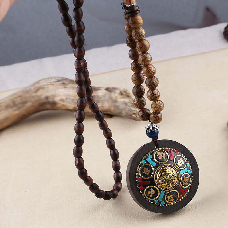 Wooden Bead Necklace Handmade Creative Pendant Jewelry