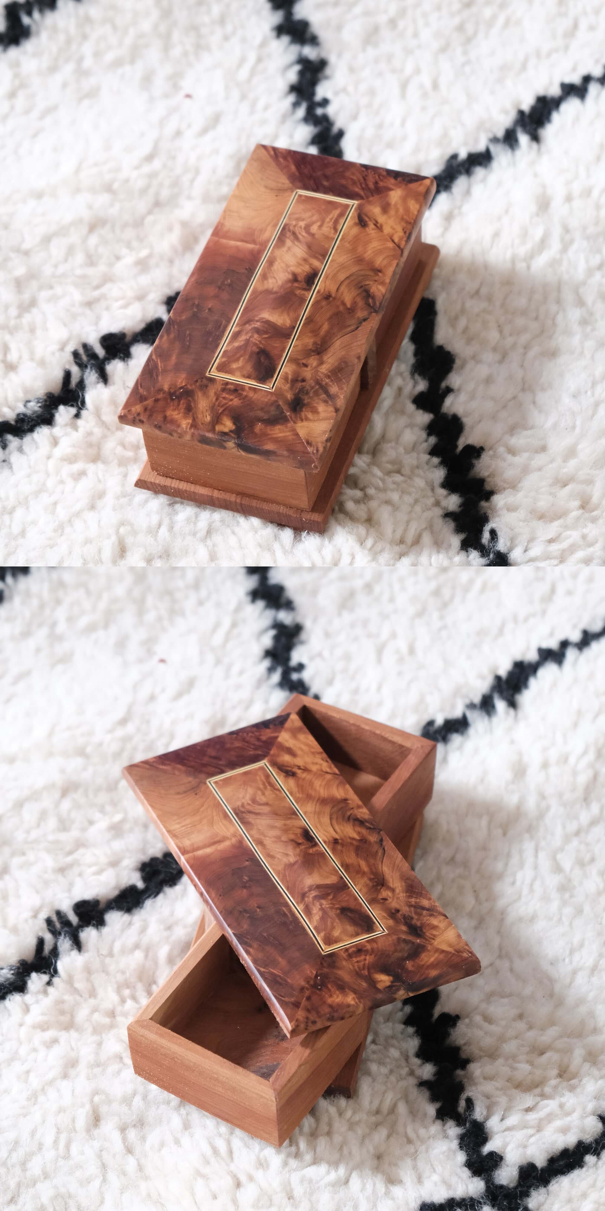 Moroccan Handmade Rotating Wooden Box Jewelry Box