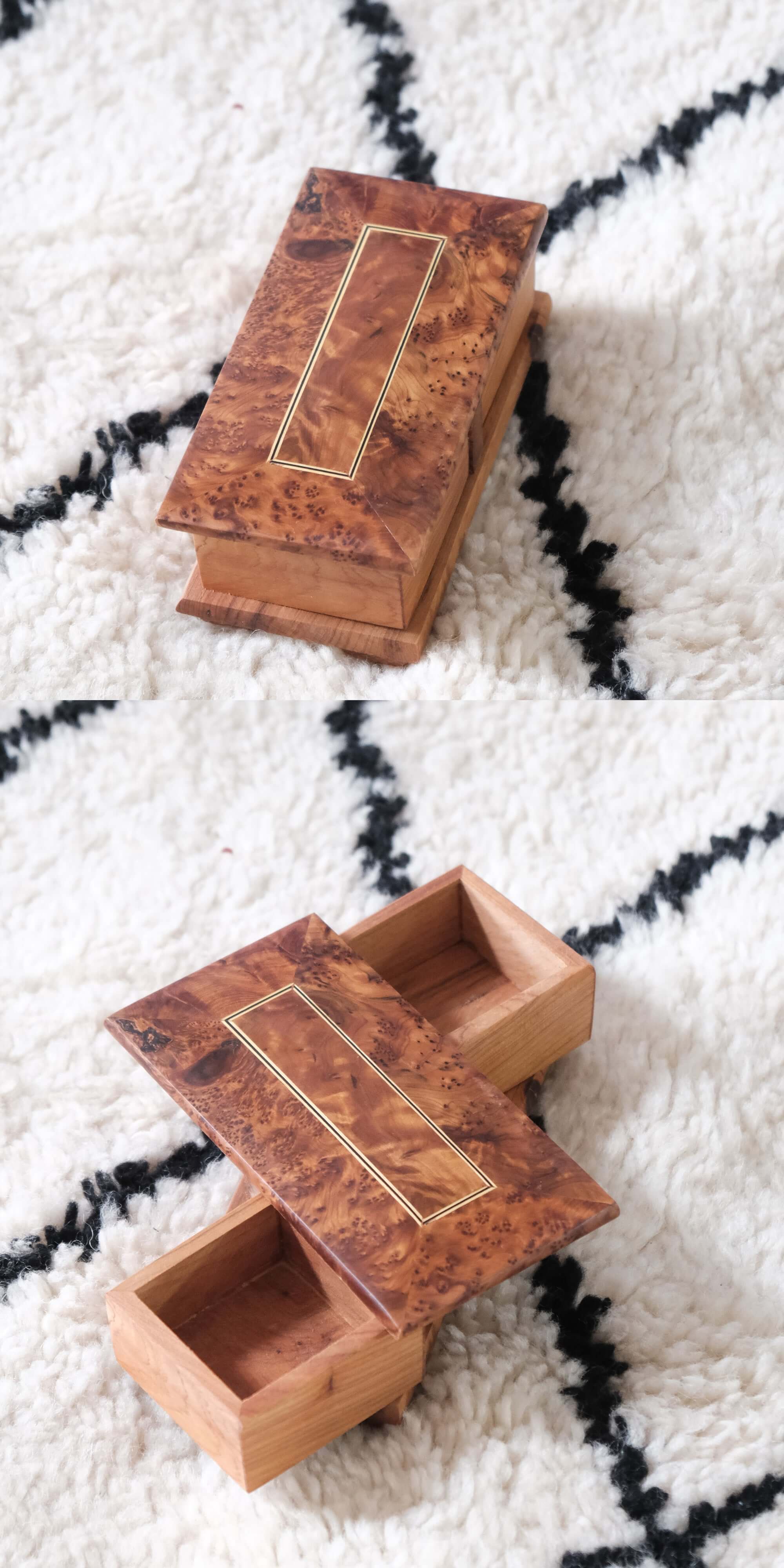 Moroccan Handmade Rotating Wooden Box Jewelry Box