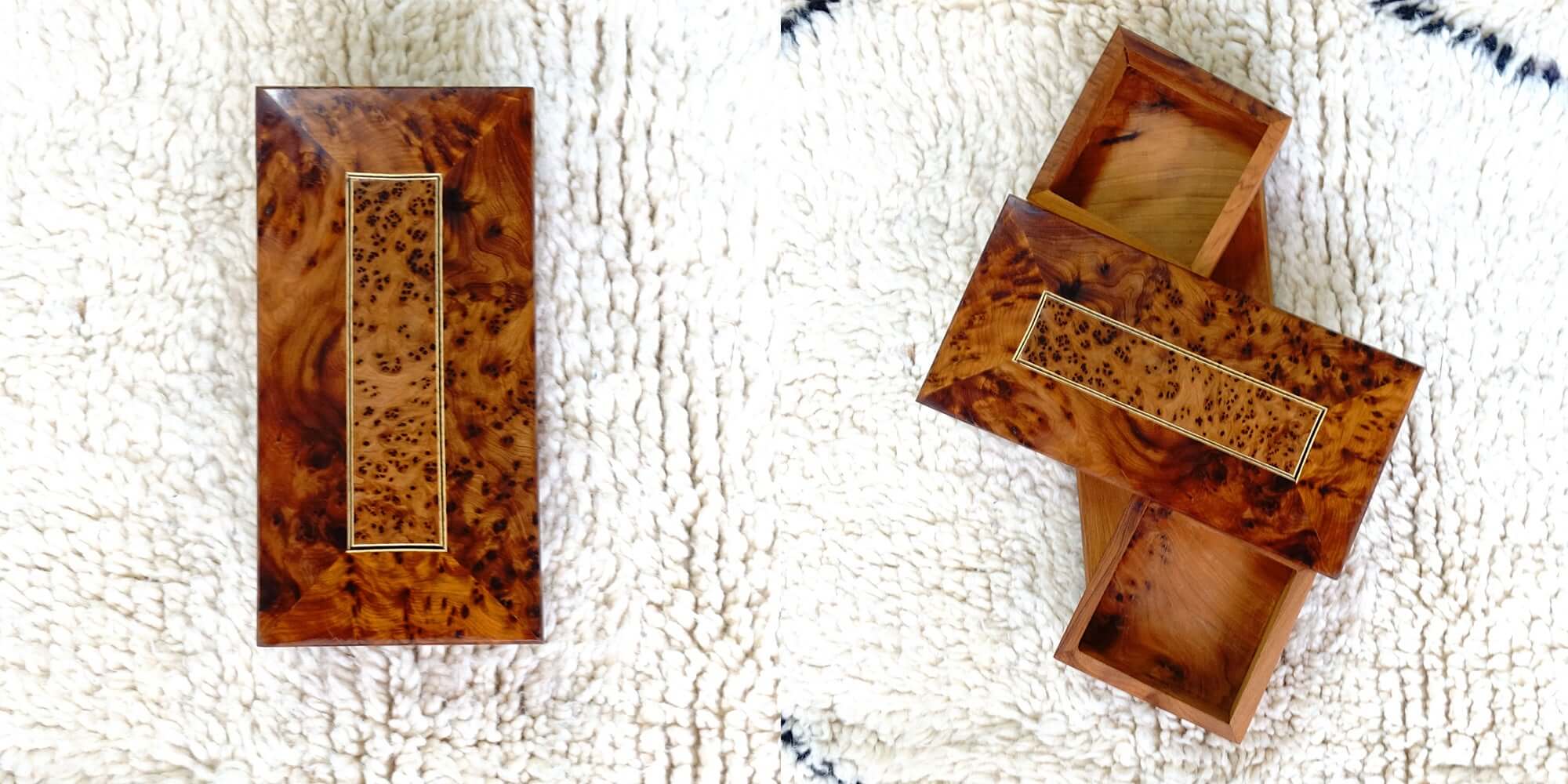 Moroccan Handmade Rotating Wooden Box Jewelry Box