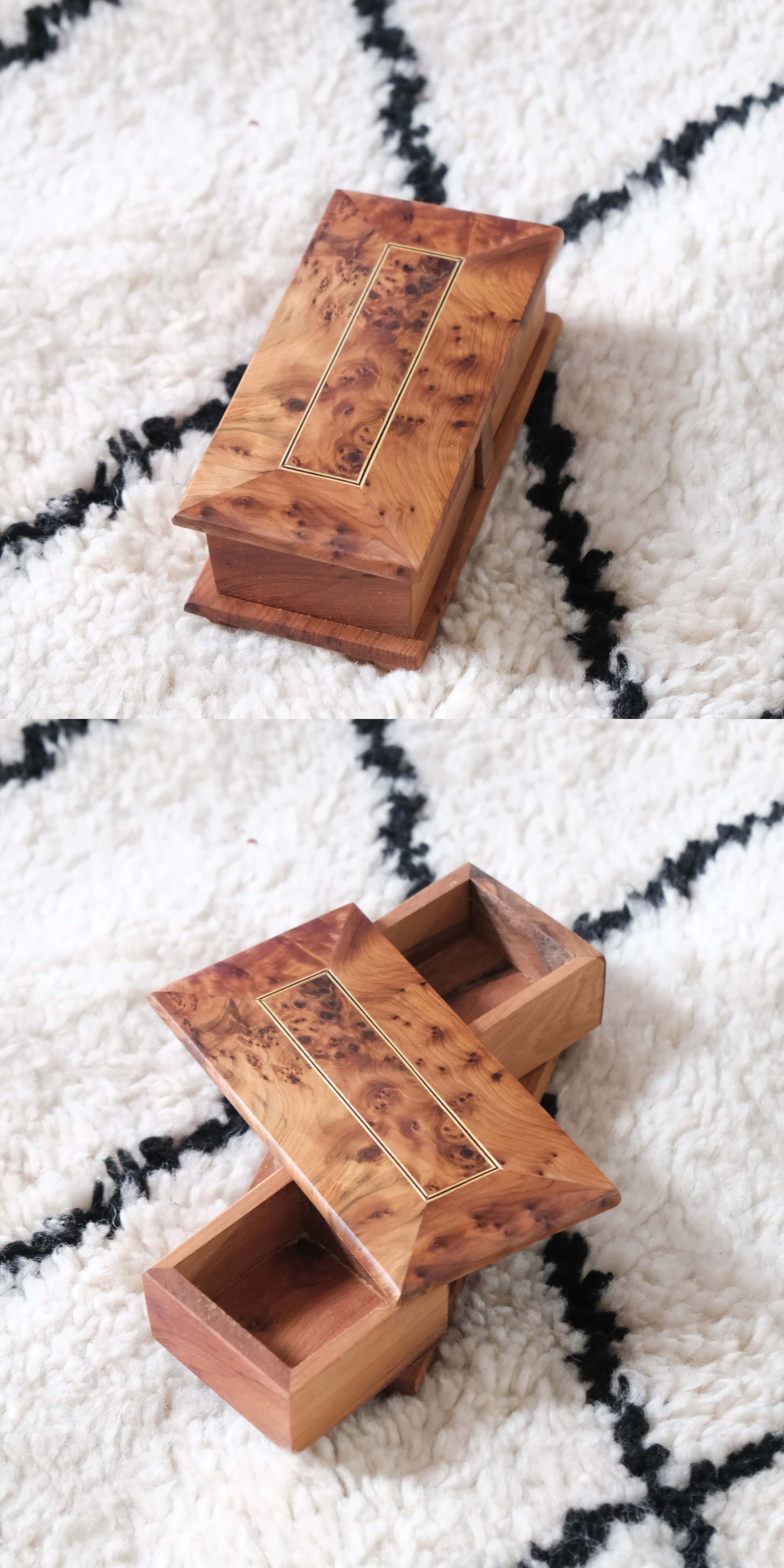 Moroccan Handmade Rotating Wooden Box Jewelry Box