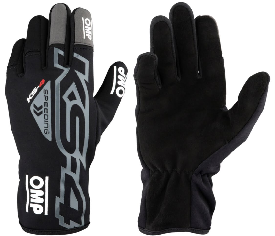 AWEX Racing Gloves  KS4  — Black & Grey Lycra Karting Gloves